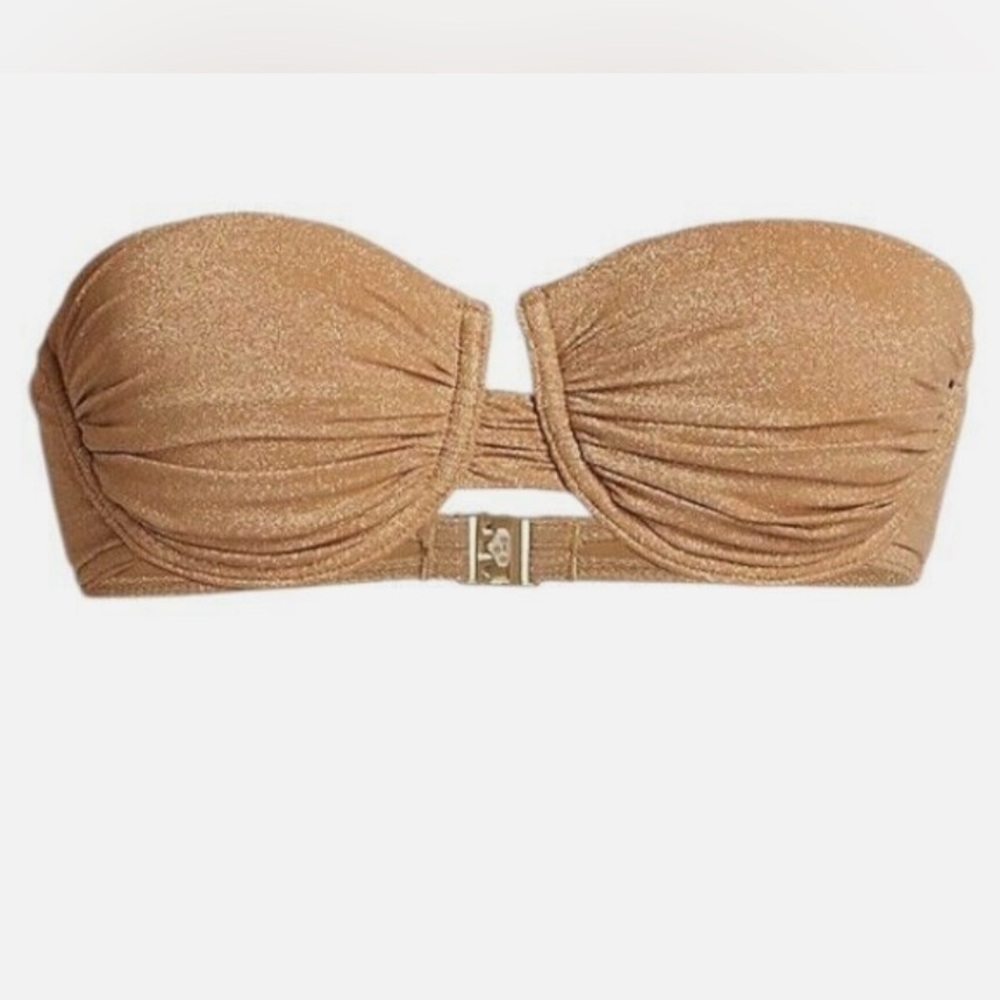 Zimmermann Junie Gathered Bikini Top in Gold Size AU2 C/D Cup US 6